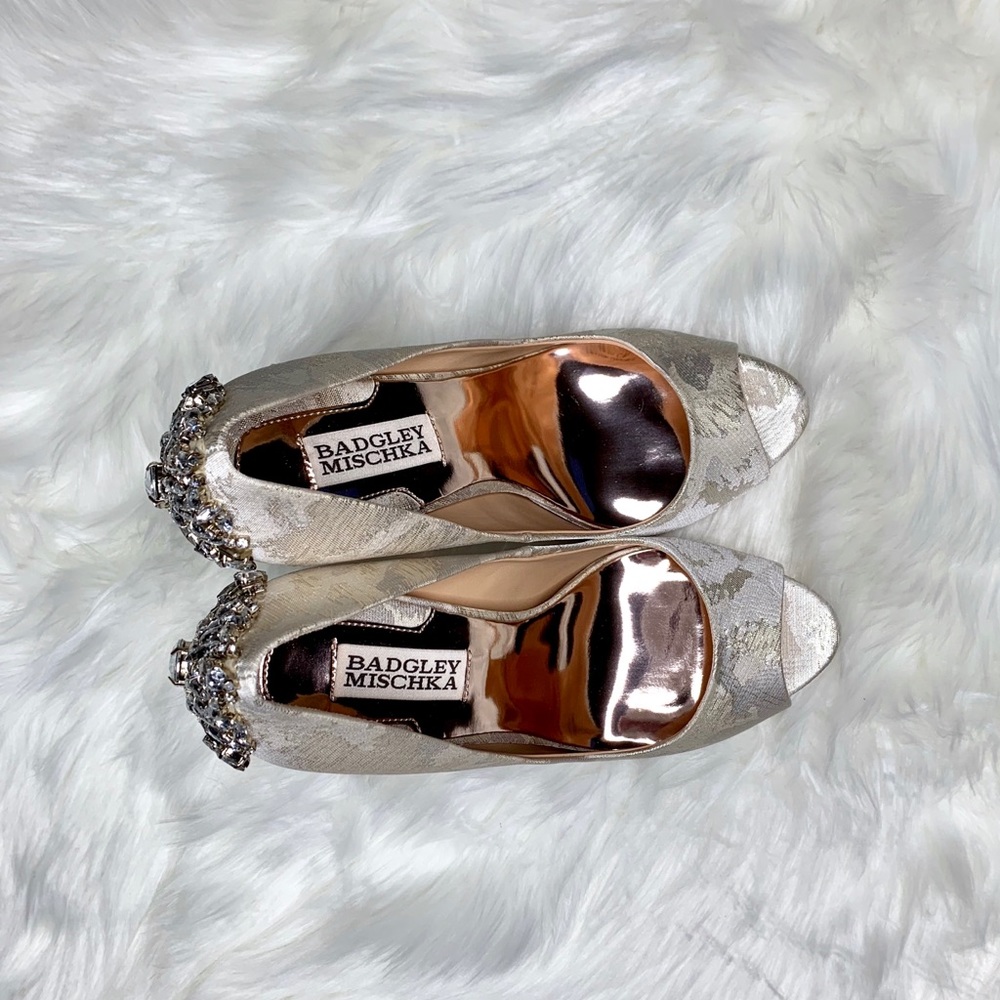 Badgley Mischka Kiara Crystal Back Peep Toe Pump - Picture 4 of 8